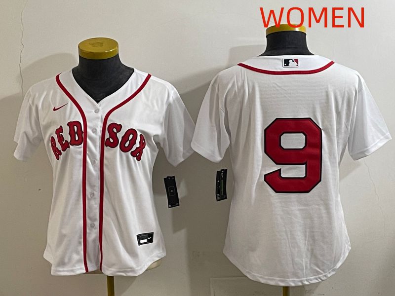 Women Boston Red Sox 9 No Name White Game 2025 Nike MLB Jersey style 1
